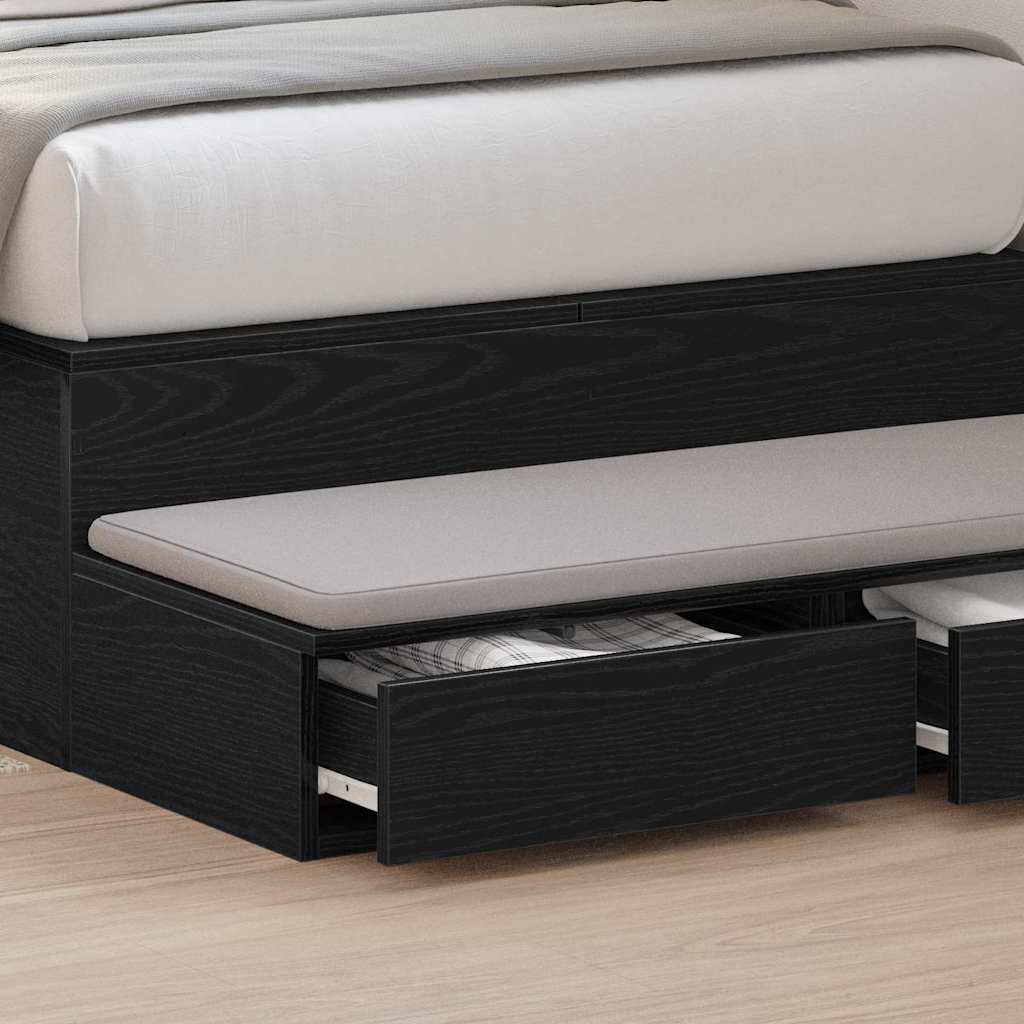 vidaXL Bed Drawers Black Oak 90 x 36.5 x 16.5 cm Engineered Wood 4