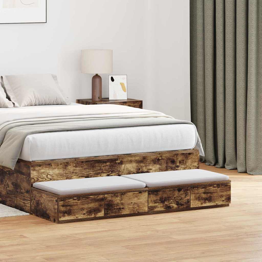vidaXL Bed Drawers Smoked Oak 120 x 36.5 x 16.5 cm Engineered Wood 1