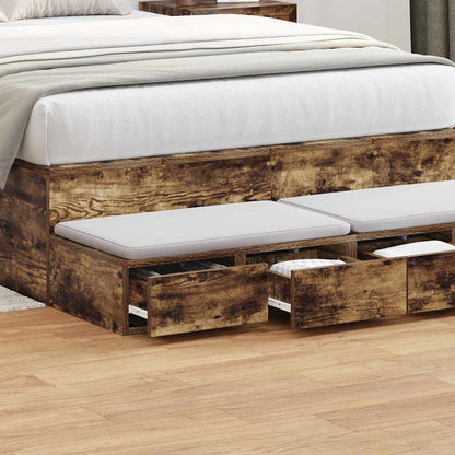vidaXL Bed Drawers Smoked Oak 120 x 36.5 x 16.5 cm Engineered Wood 4