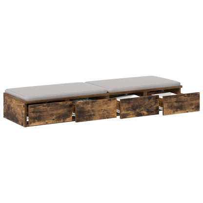 vidaXL Bed Drawers Smoked Oak 120 x 36.5 x 16.5 cm Engineered Wood 3