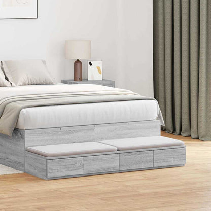 Bed Drawers Engineered Wood Grey Sonoma 120 x 36.5 x 16.5 cm