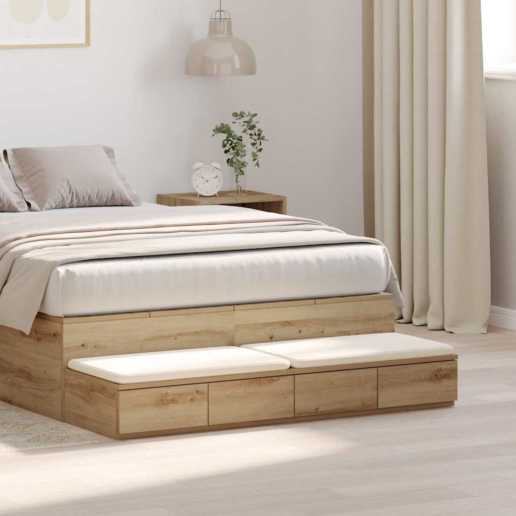vidaXL Bed Drawers Engineered Wood Artisan Oak
