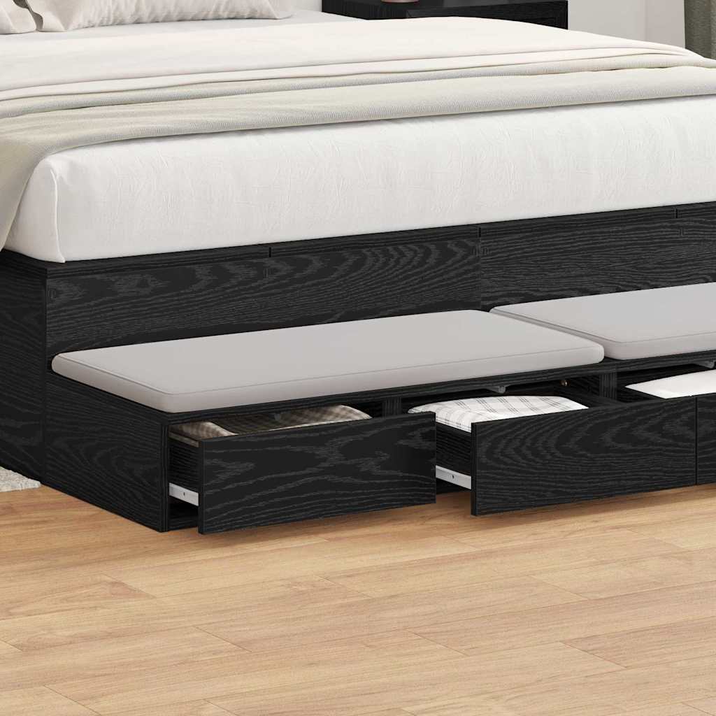 vidaXL Bed Drawers Engineered Wood Black Oak