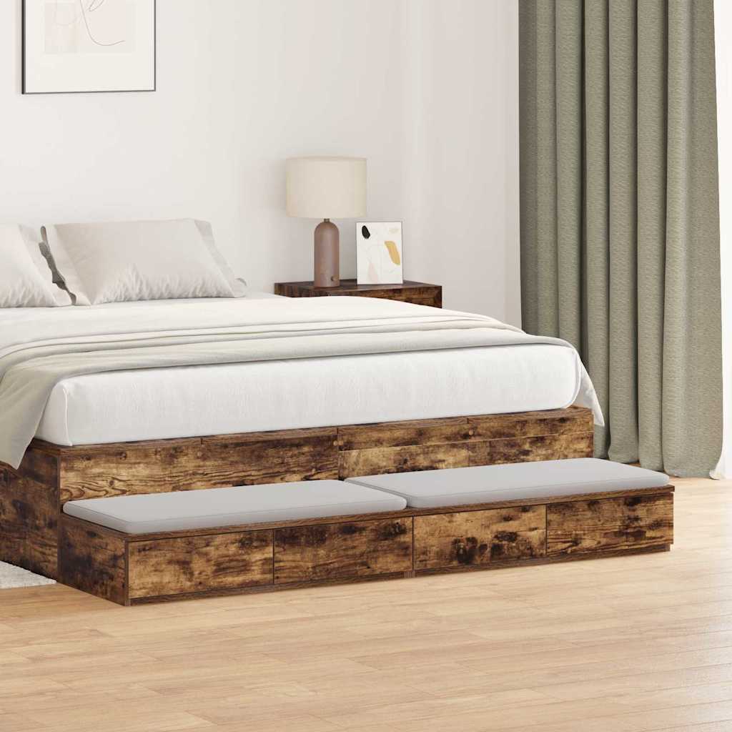 vidaXL Bed Drawers Engineered Wood Smoked Oak