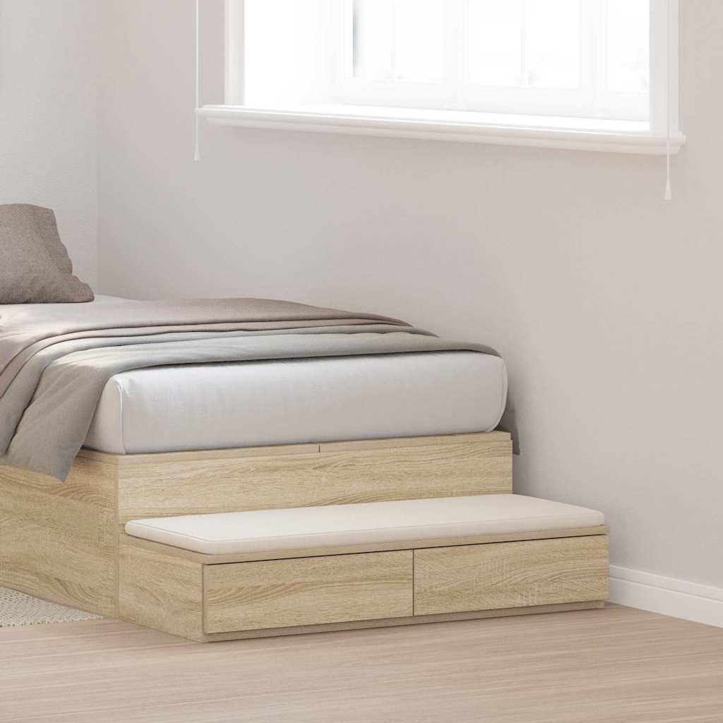 vidaXL Bed Drawers Sonoma Oak 75 x 36.5 x 16.5 cm Engineered Wood 1