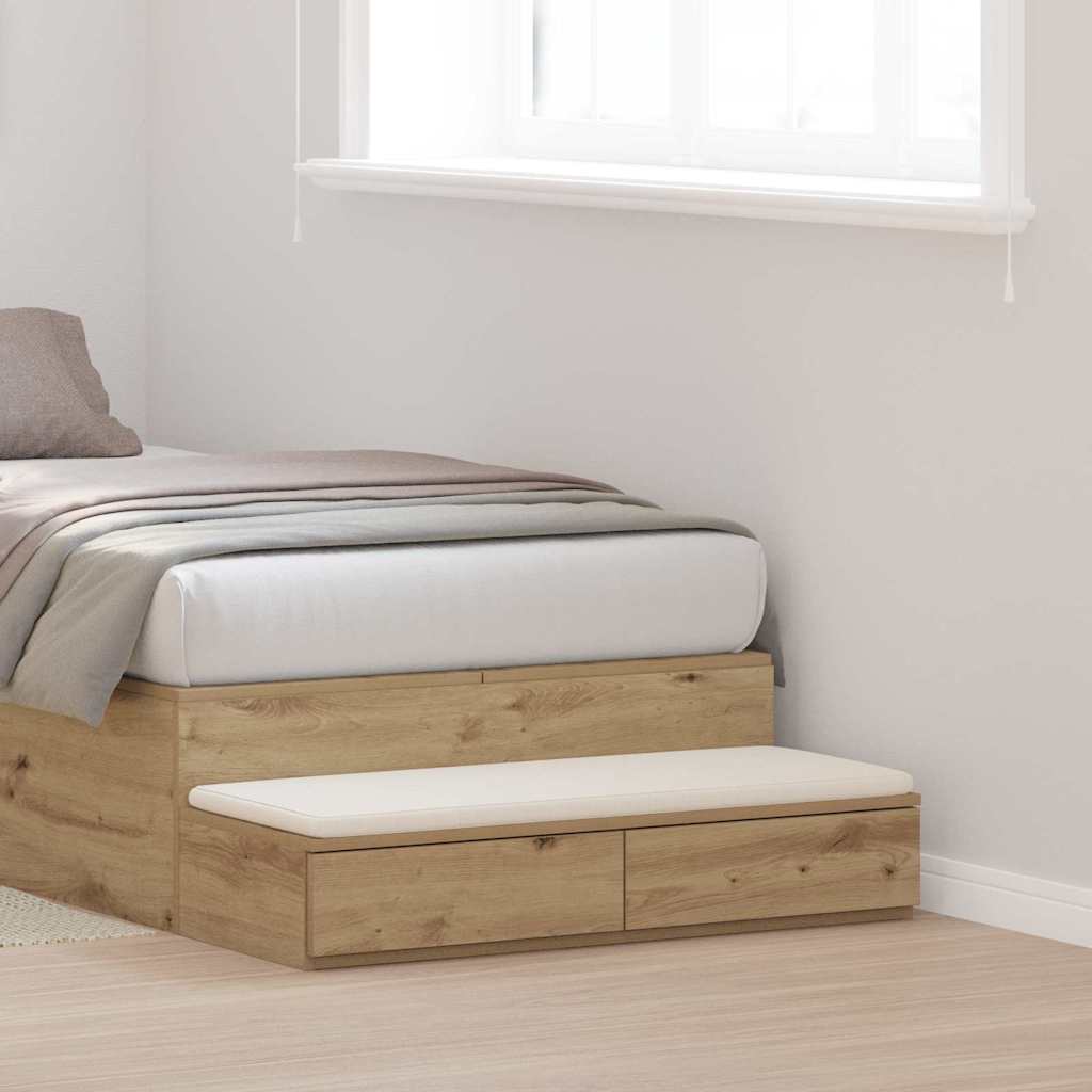 vidaXL Bed Drawers Artisan Oak 75 x 36.5 x 16.5 cm Engineered Wood 1