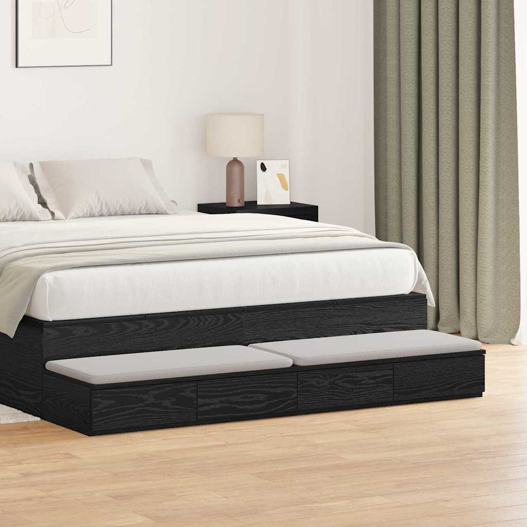 vidaXL Bed Drawers Engineered Wood Black Oak