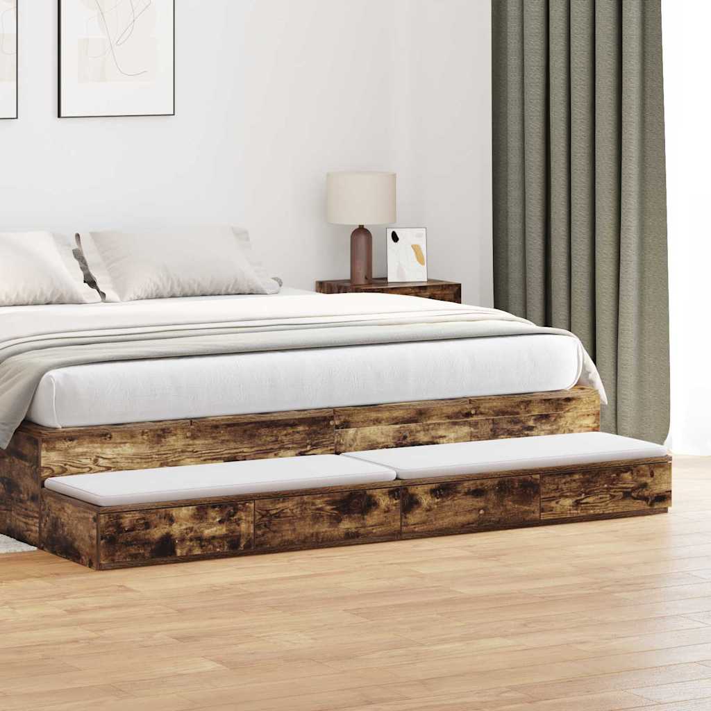 vidaXL Bed Drawers Engineered Wood Smoked Oak