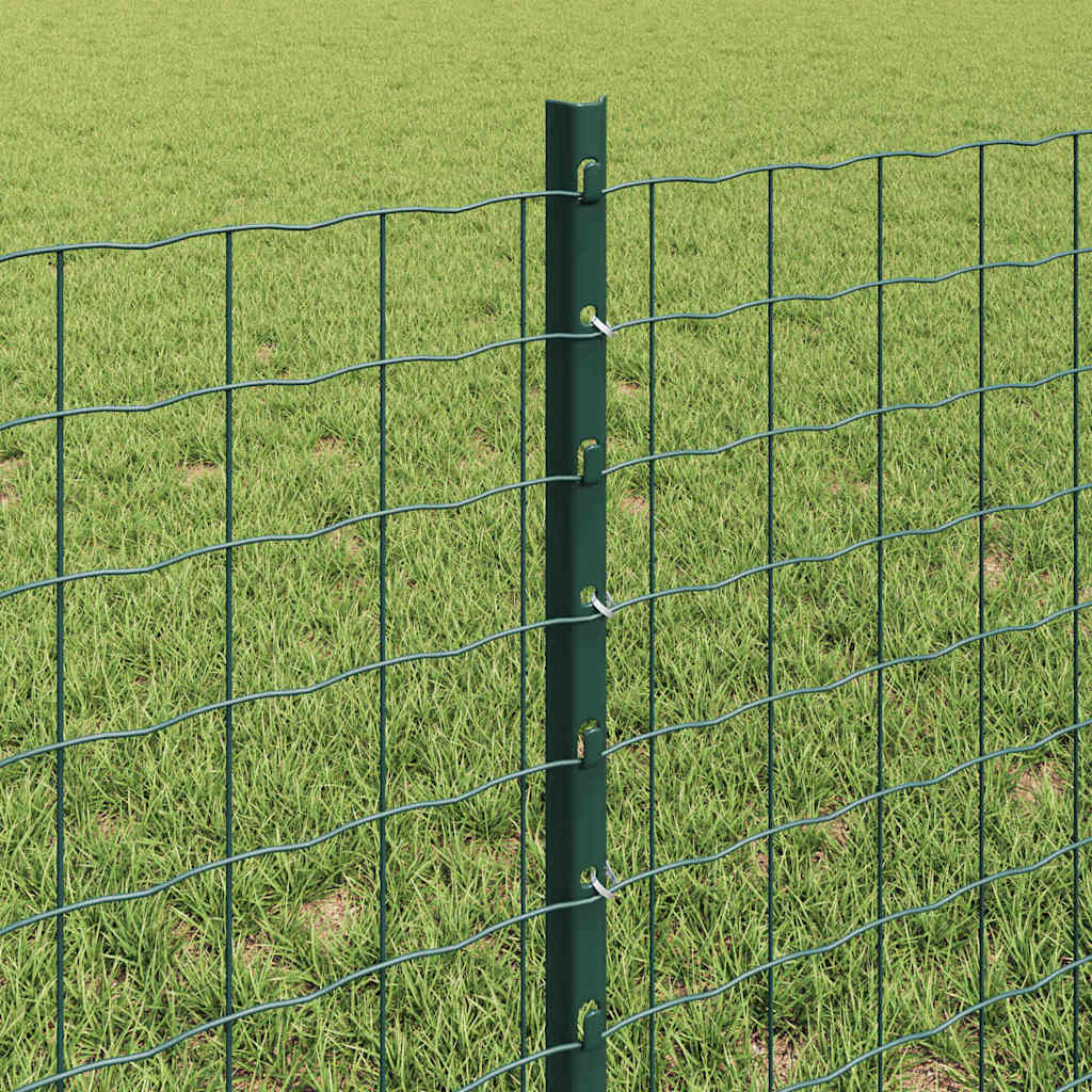 vidaXL Euro Fence with Post 10 x 0.6 m PVC-Coated Steel Green Mesh 4