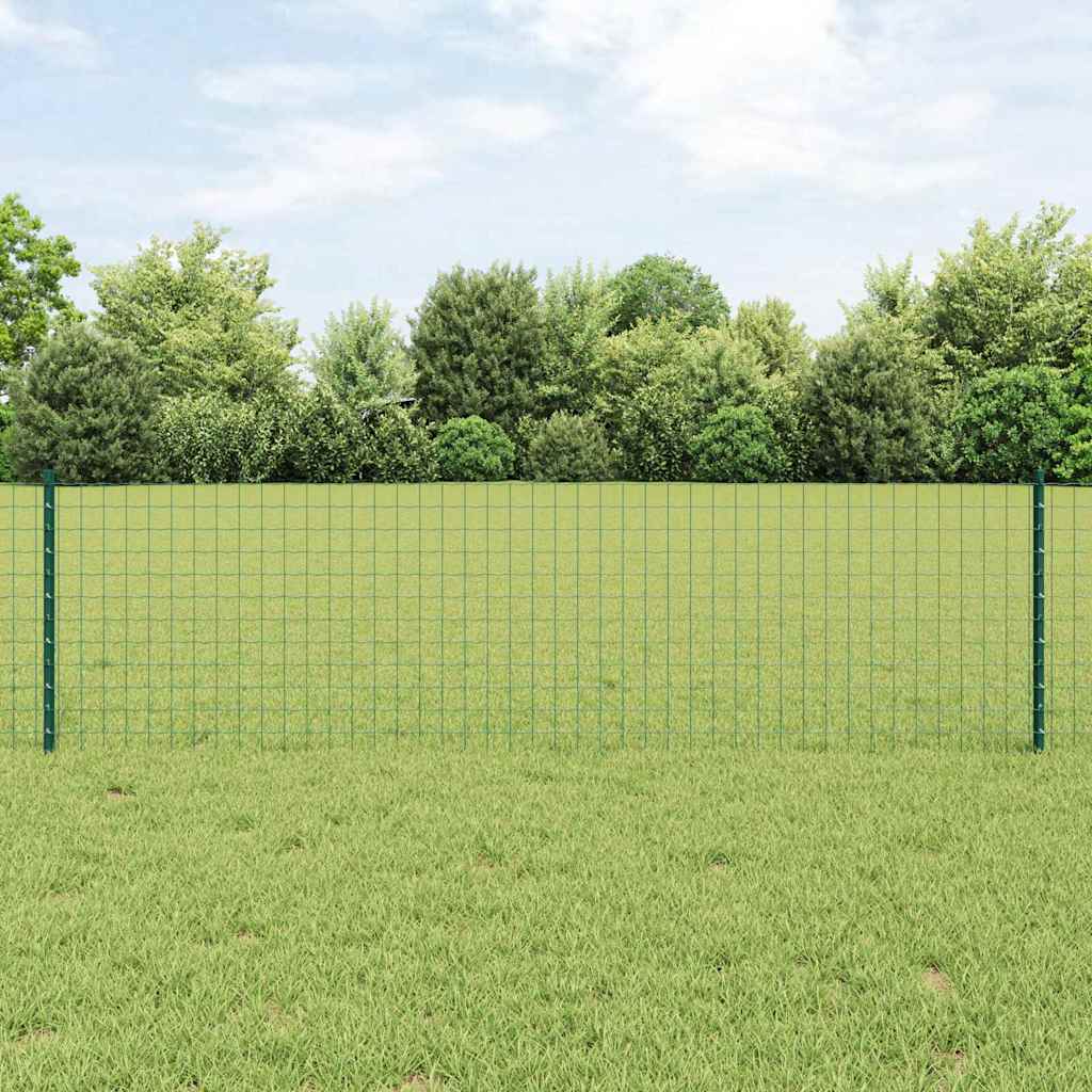 vidaXL Euro Fence with Post 10 x 0.6 m PVC-Coated Steel Green Mesh 1