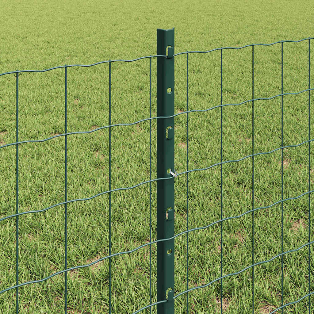 vidaXL Euro Fence with Post 10 x 0.6 m PVC-Coated Steel Green Mesh 4