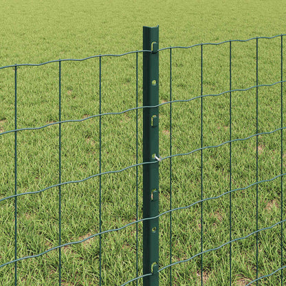 vidaXL Euro Fence with Post 10 x 0.6 m PVC-Coated Steel Green Mesh 4