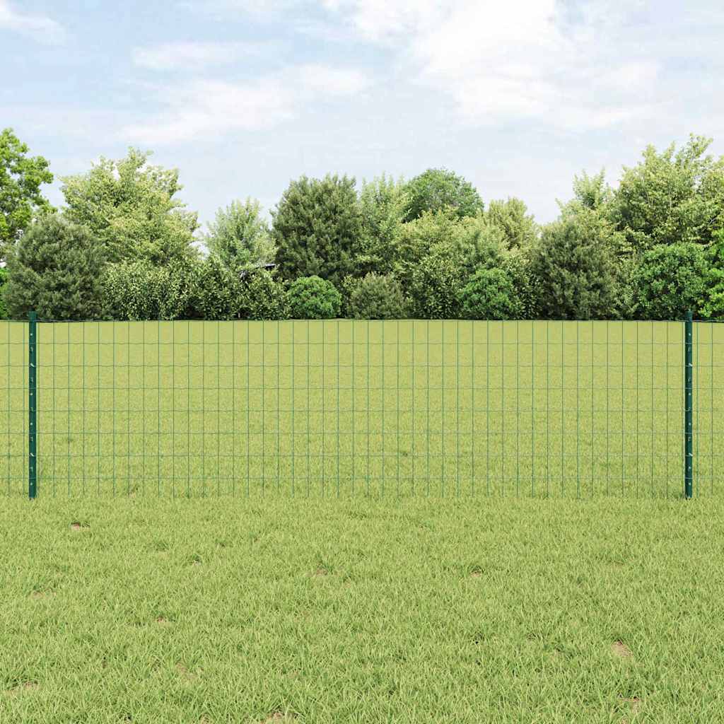 vidaXL Euro Fence with Post 10 x 0.6 m PVC-Coated Steel Green Mesh 1