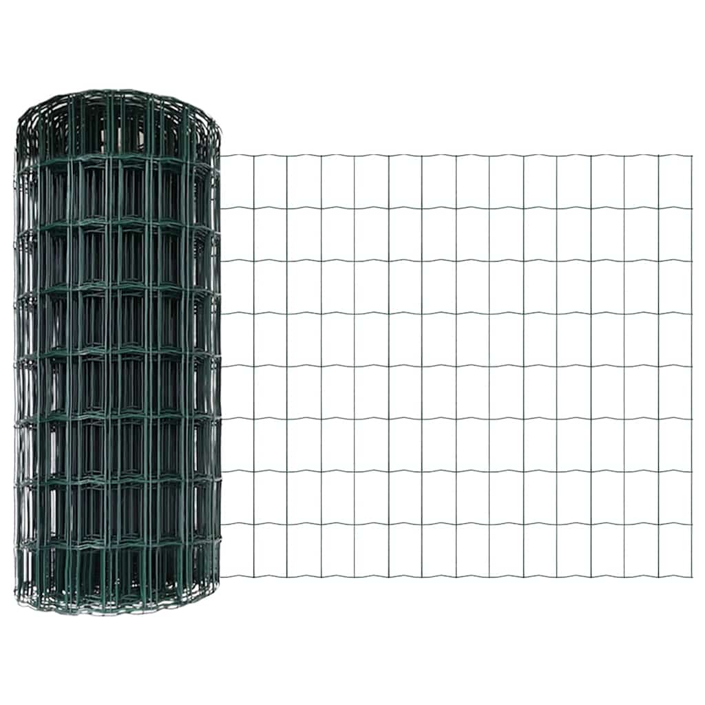 vidaXL Euro Fence with Post 10 x 0.6 m PVC-Coated Steel Green Mesh 2