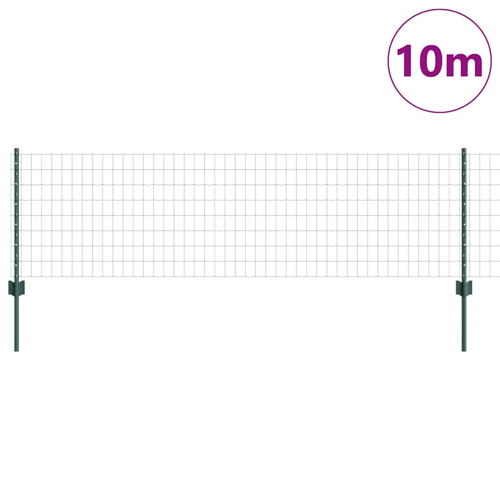 vidaXL Euro Fence with Post 10 x 0.6 m PVC-Coated Steel Green Mesh 3