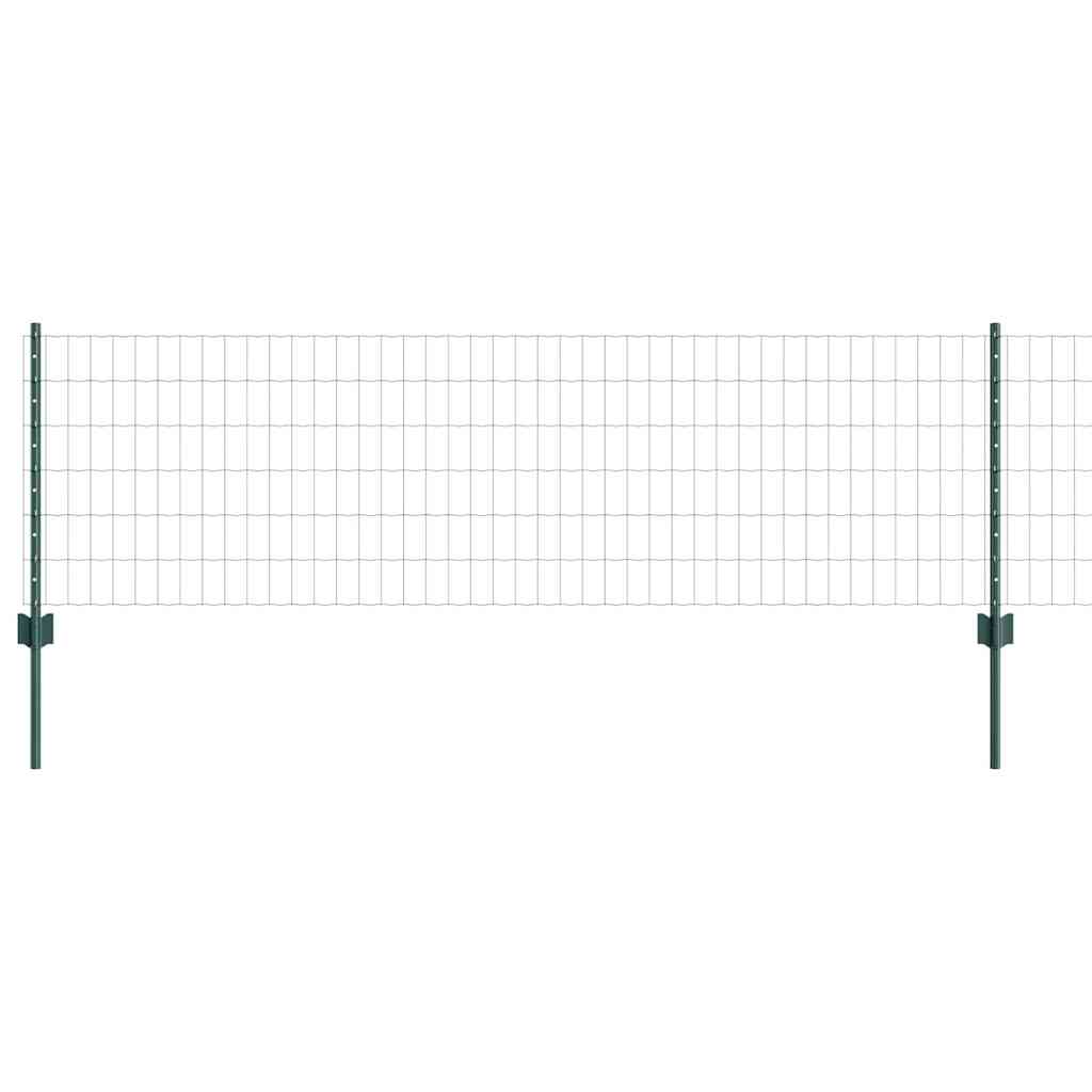 vidaXL Euro Fence with Post 10 x 0.6 m PVC-Coated Steel Green Mesh 6