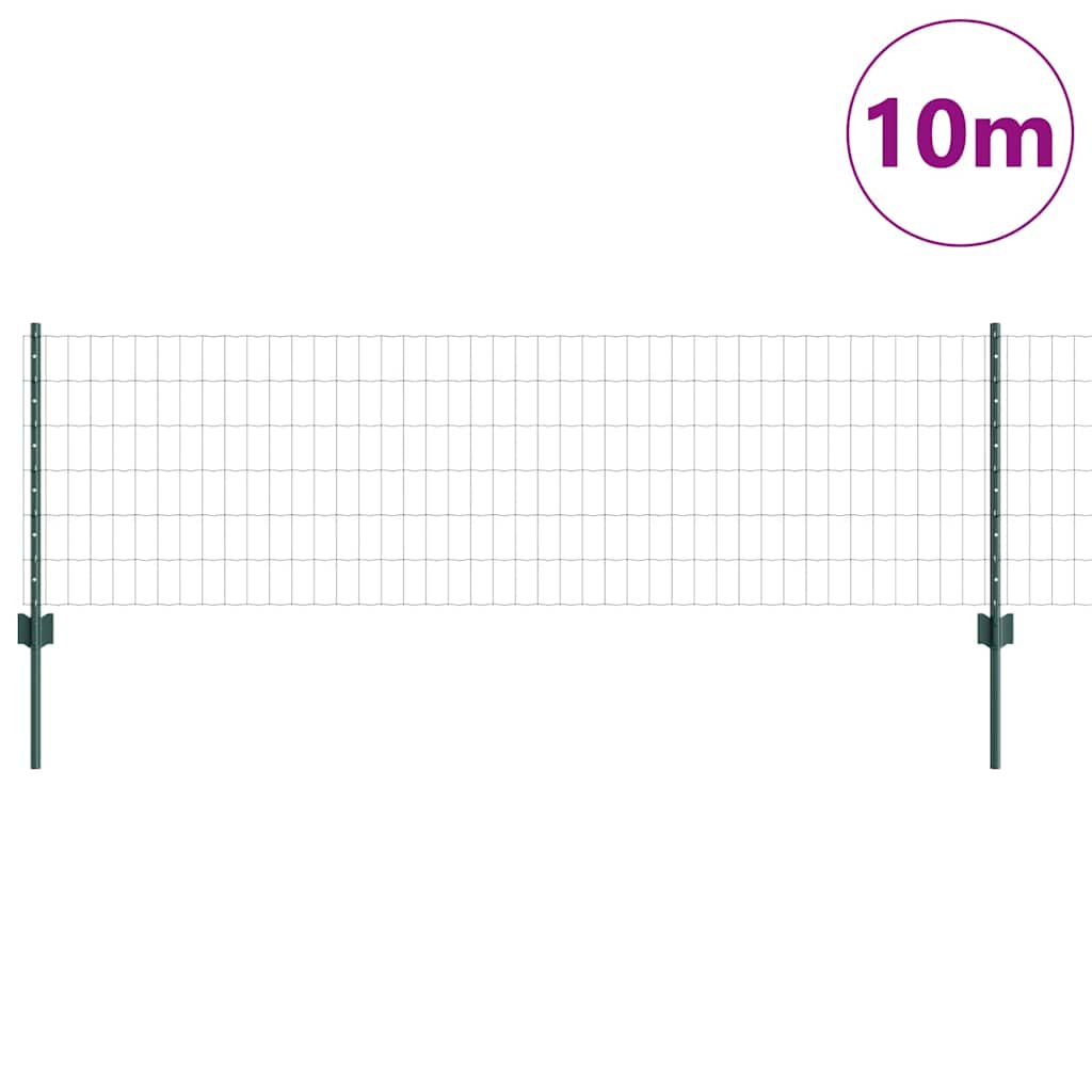 vidaXL Euro Fence with Post 10 x 0.6 m PVC-Coated Steel Green Mesh 3