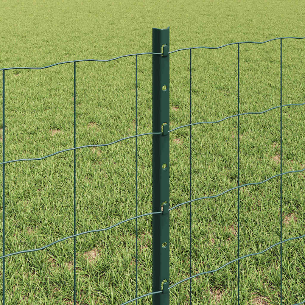 vidaXL Euro Fence with Post 10 x 0.6 m PVC-Coated Steel Green Mesh 4