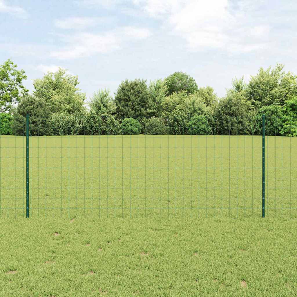 vidaXL Euro Fence with Post 10 x 1 m PVC-Coated Steel Green Mesh 1