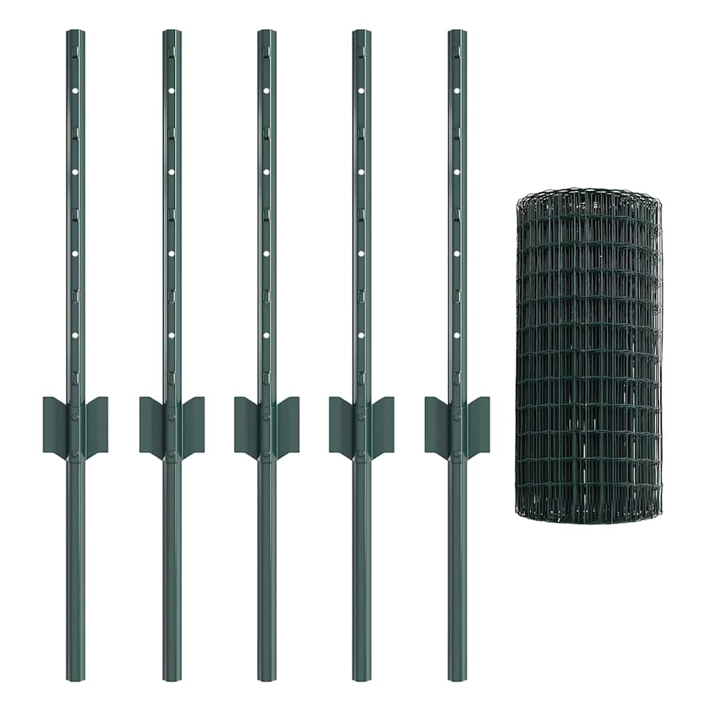 Euro Fence with Post PVC-Coated Steel Green Mesh