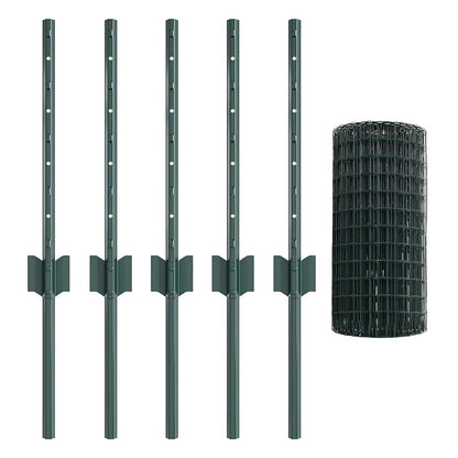 Euro Fence with Post PVC-Coated Steel Green Mesh