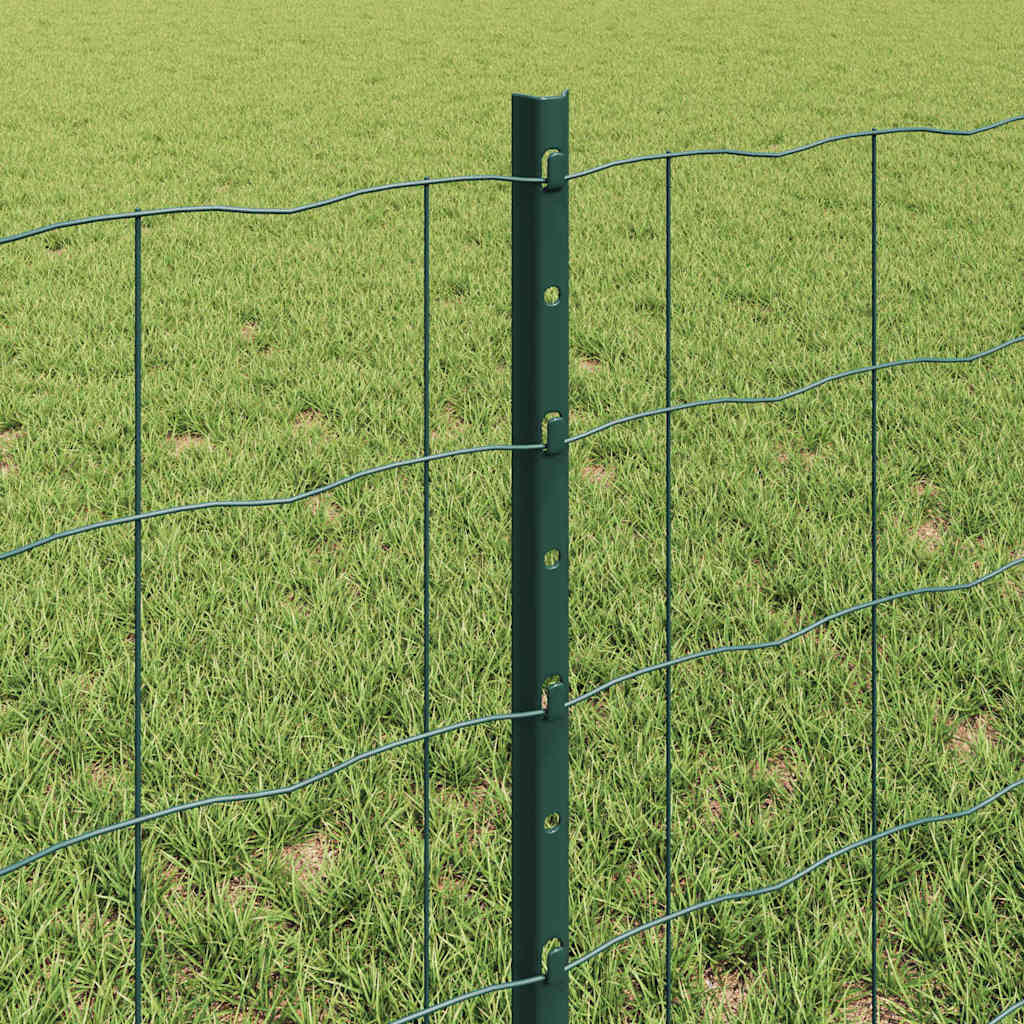 vidaXL Euro Fence with Post 10 x 0.6 m PVC-Coated Steel Green Mesh 4