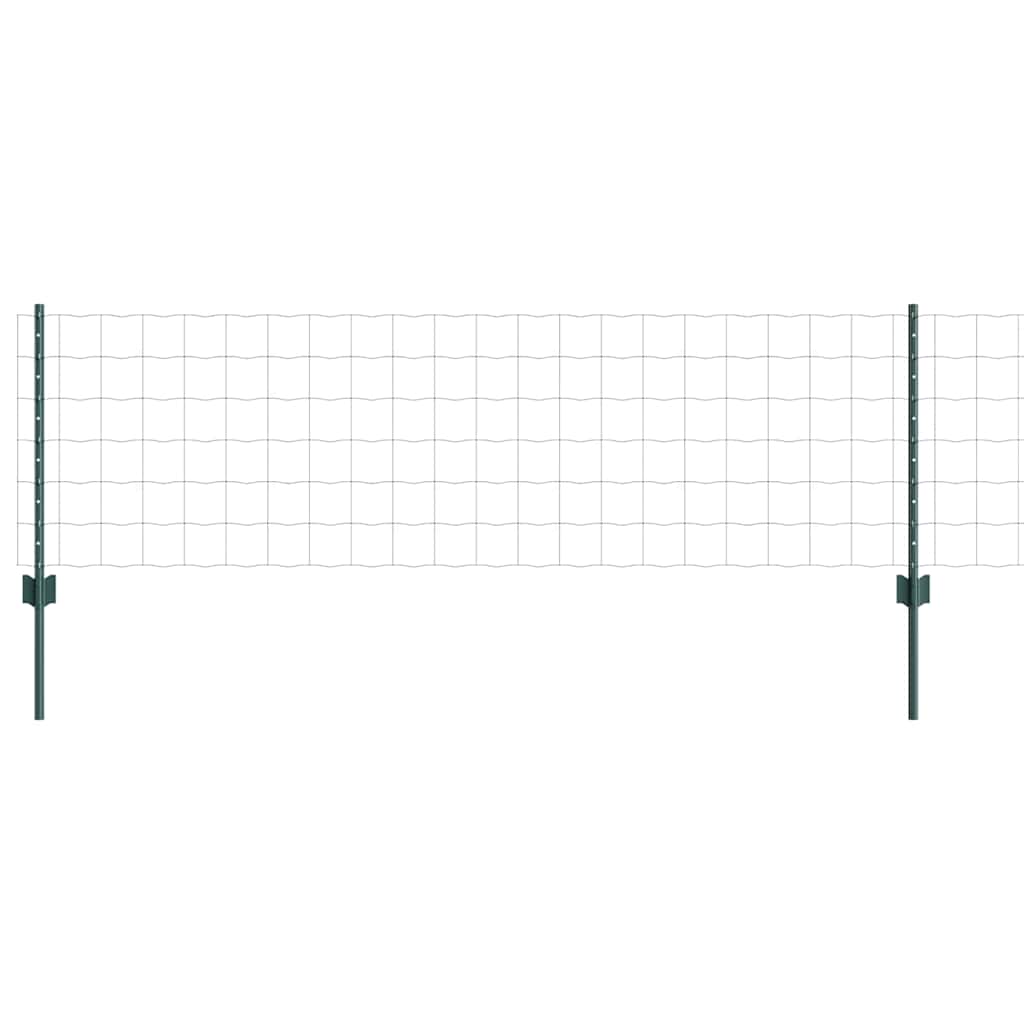 vidaXL Euro Fence with Post 10 x 0.6 m PVC-Coated Steel Green Mesh 6
