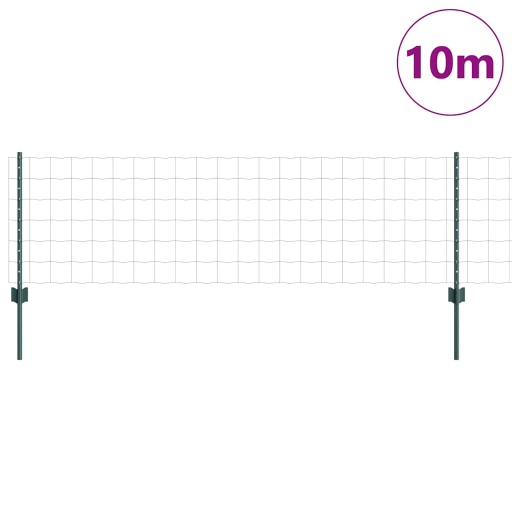 vidaXL Euro Fence with Post 10 x 0.6 m PVC-Coated Steel Green Mesh 3