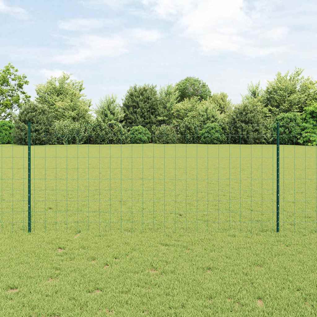 vidaXL Euro Fence with Post 10 x 1 m PVC-Coated Steel Green Mesh 1