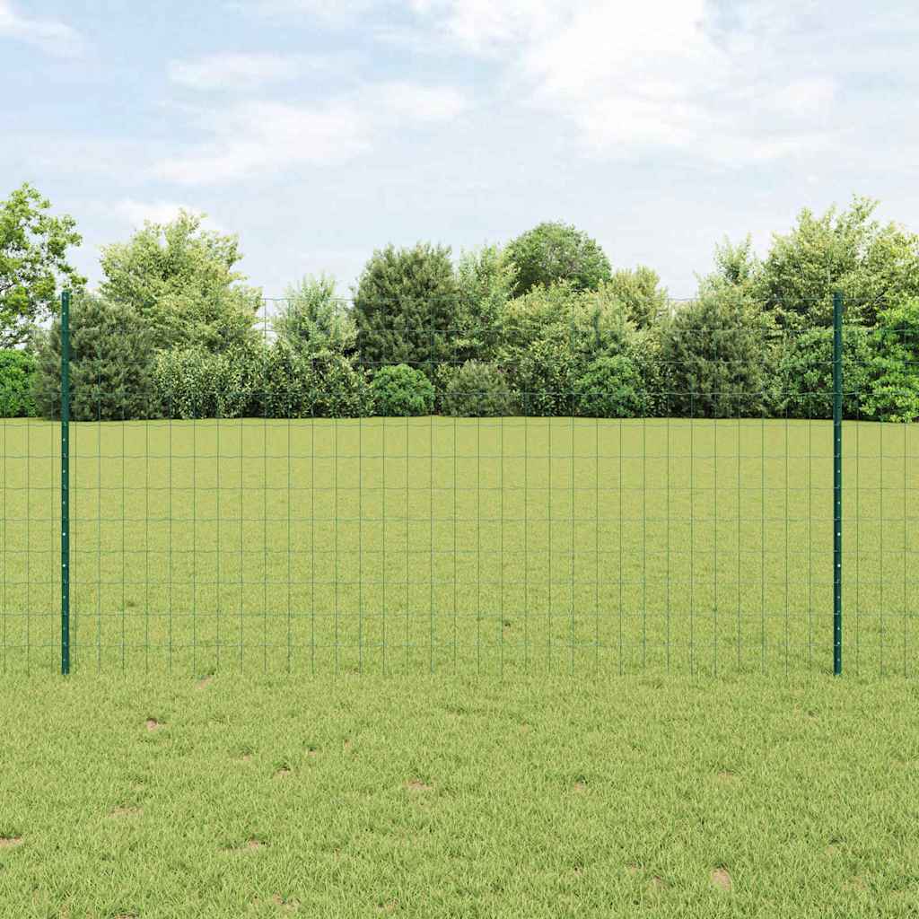 Euro Fence with Post 25 x 1.2 m PVC-Coated Steel Mesh Green 25 x 1 m – 50 x 0.6 m 25 x 1.2 m fence (7.5 x 10 cm mesh)