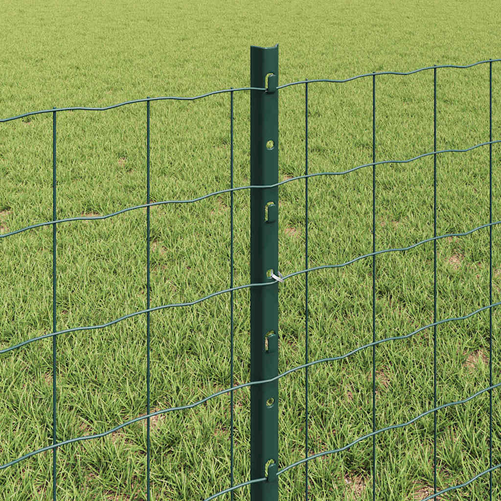 vidaXL Euro Fence with Post 10 x 0.6 m PVC-Coated Steel Green Mesh 4