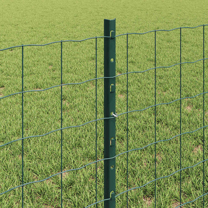 vidaXL Euro Fence with Post 10 x 0.6 m PVC-Coated Steel Green Mesh 4