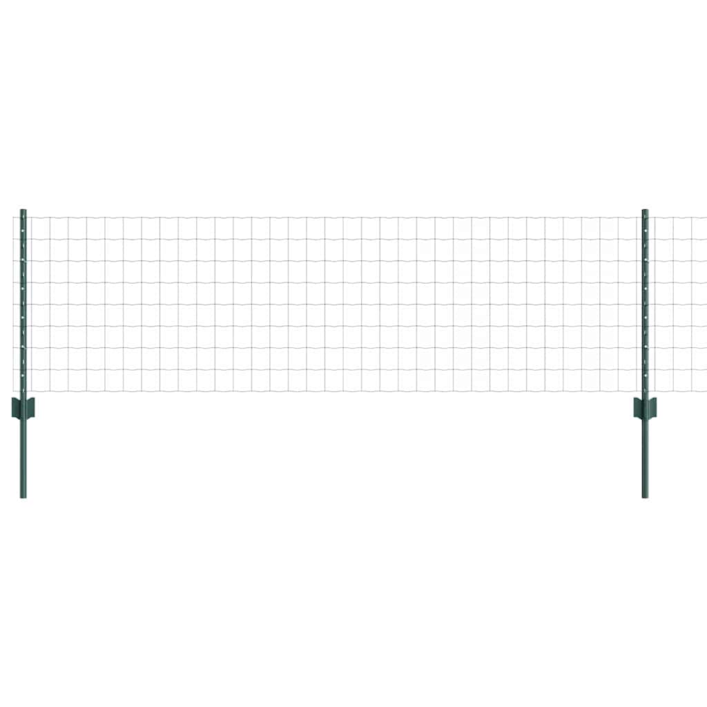 vidaXL Euro Fence with Post 10 x 0.6 m PVC-Coated Steel Green Mesh 2