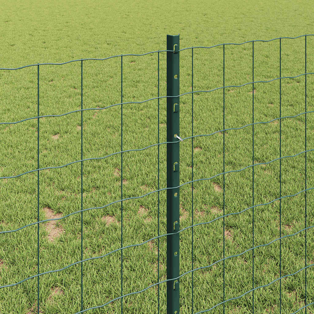 vidaXL Euro Fence with Post 10 x 1 m PVC-Coated Steel Green Mesh 4