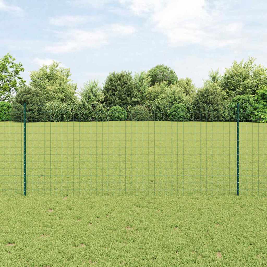 vidaXL Euro Fence with Post 10 x 1 m PVC-Coated Steel Green Mesh 1