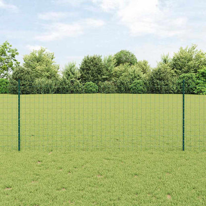 vidaXL Euro Fence with Post 10 x 1 m PVC-Coated Steel Green Mesh 1