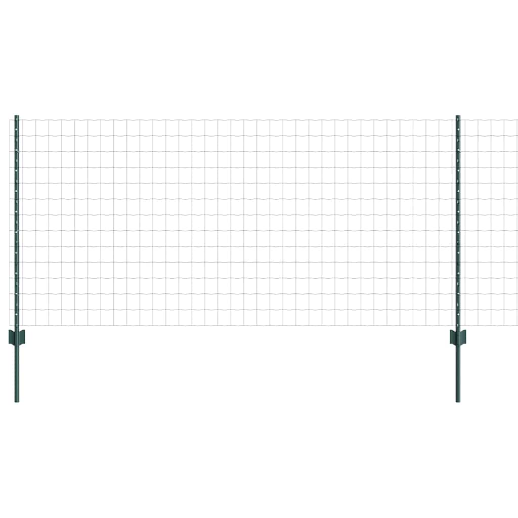vidaXL Euro Fence with Post 10 x 1 m PVC-Coated Steel Green Mesh 2