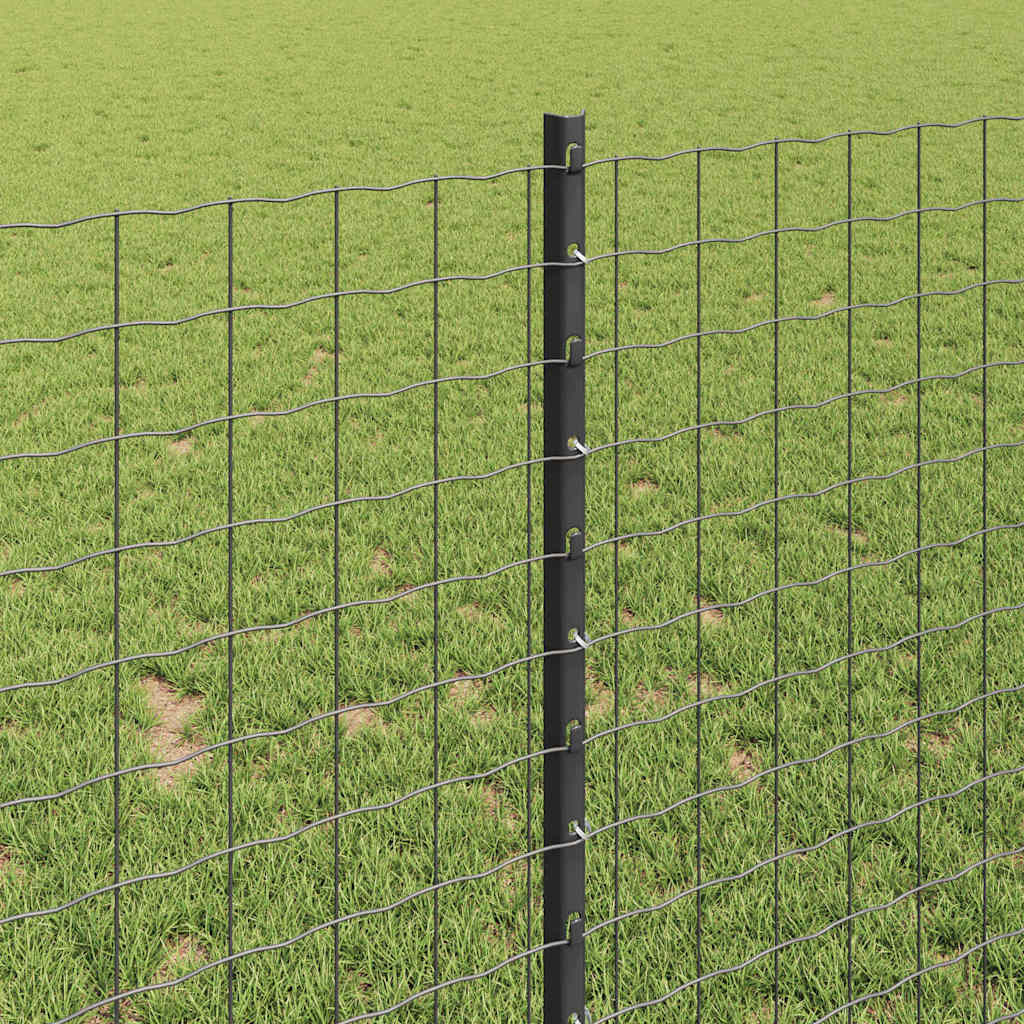 vidaXL Euro Fence with Post 10 x 1 m PVC-Coated Steel Grey Mesh 4