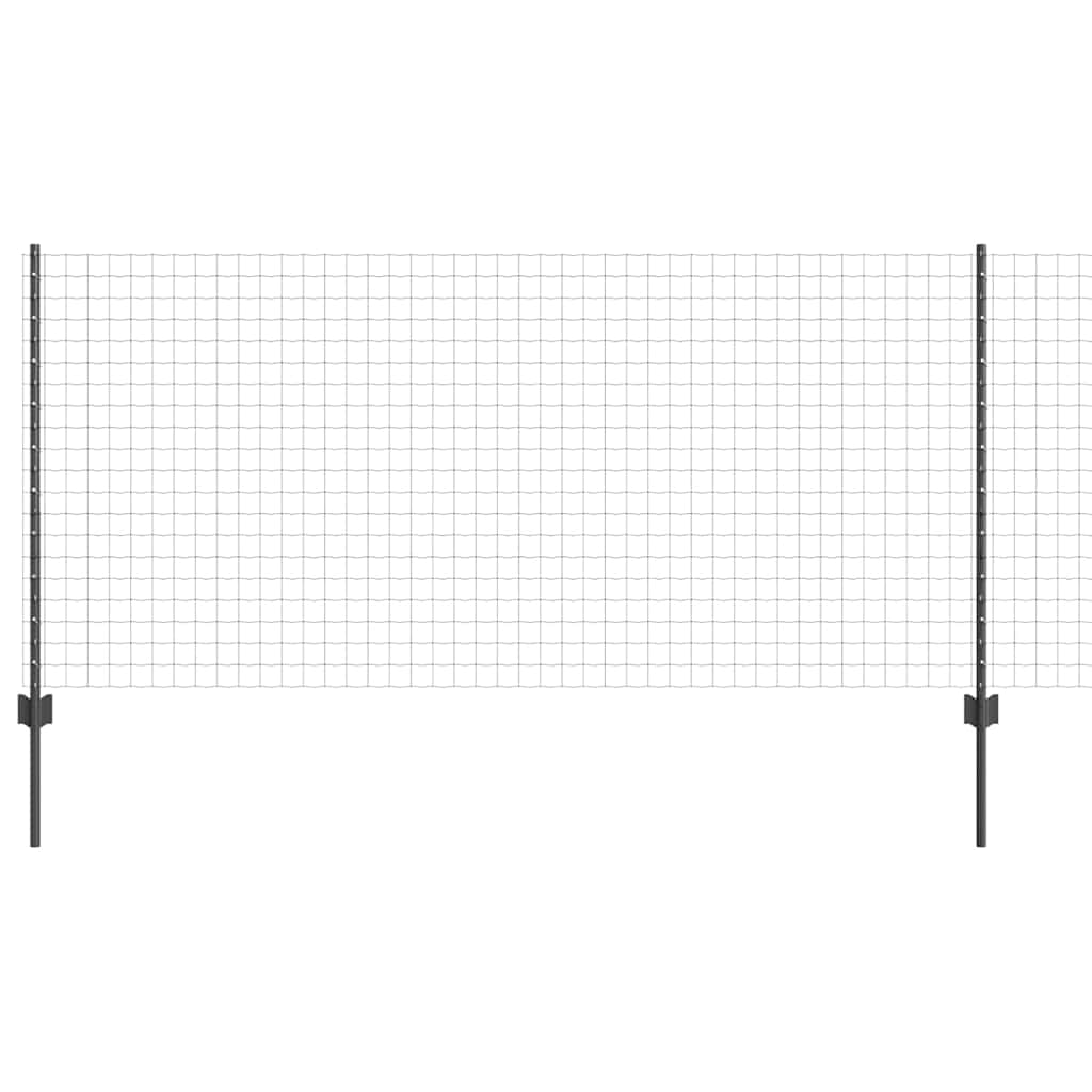 vidaXL Euro Fence with Post 10 x 1 m PVC-Coated Steel Grey Mesh 2