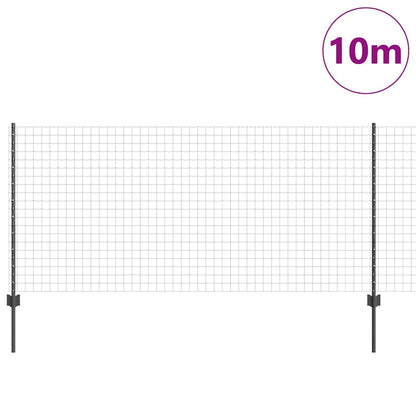 vidaXL Euro Fence with Post 10 x 1 m PVC-Coated Steel Grey Mesh 3