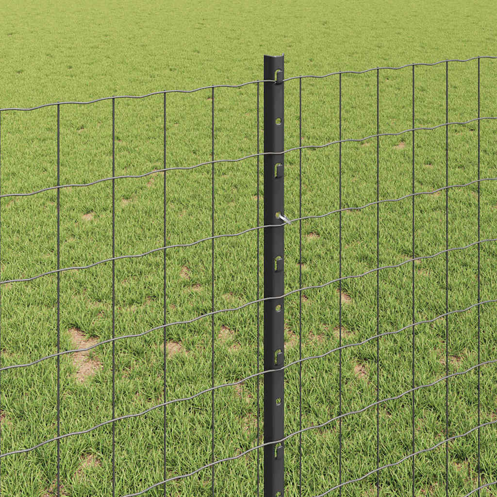 vidaXL Euro Fence with Post 10 x 1 m PVC-Coated Steel Grey Mesh 4