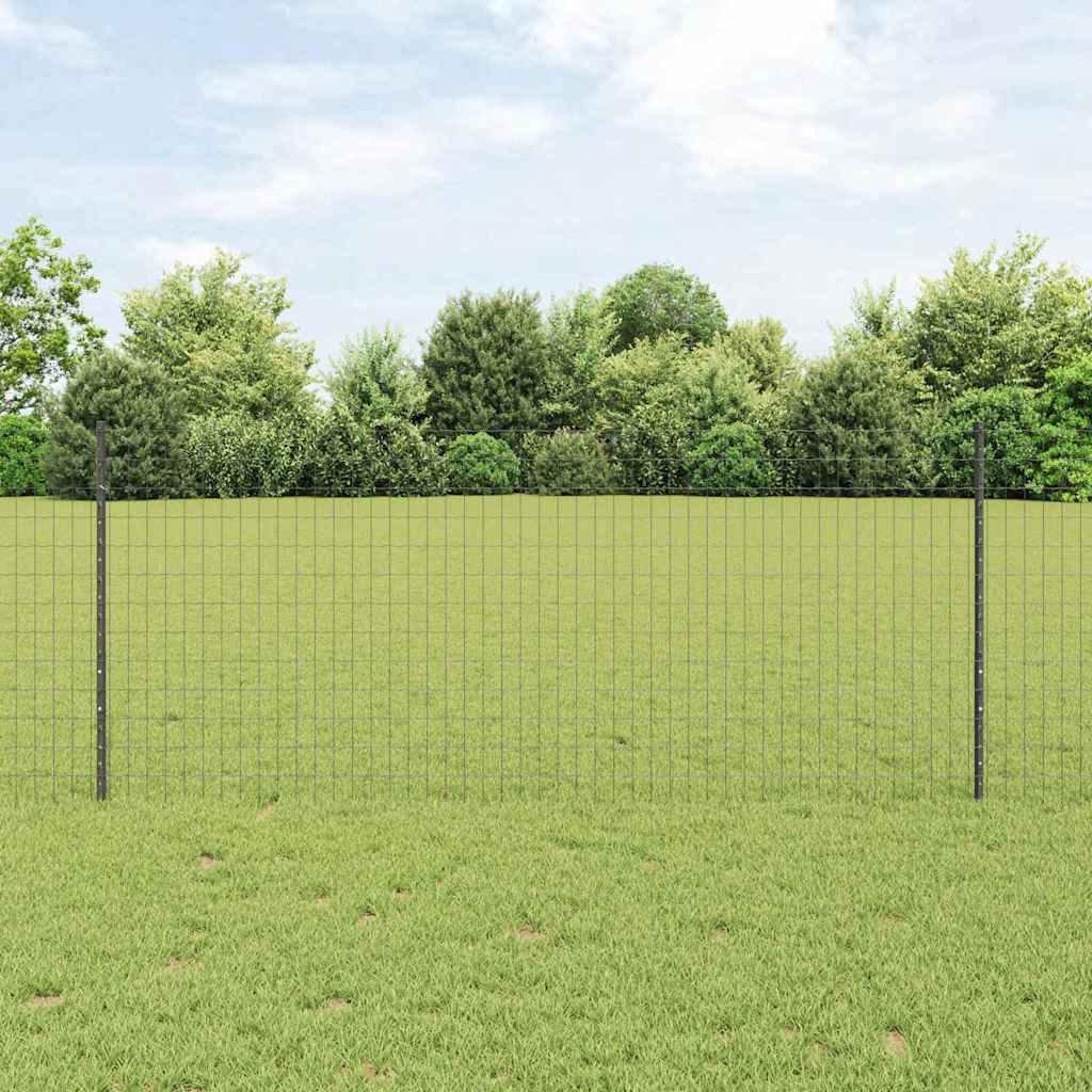 vidaXL Euro Fence with Post 10 x 1 m PVC-Coated Steel Grey Mesh 1