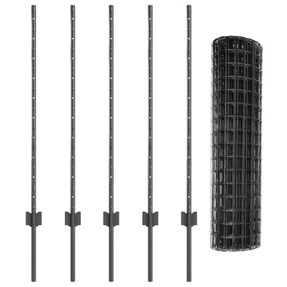vidaXL Euro Fence with Post 10 x 1 m PVC-Coated Steel Grey Mesh 6