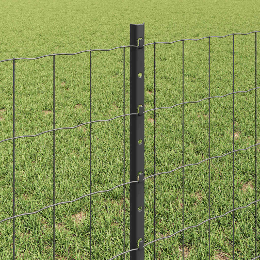 Euro Fence with Post PVC-Coated Steel Grey Mesh