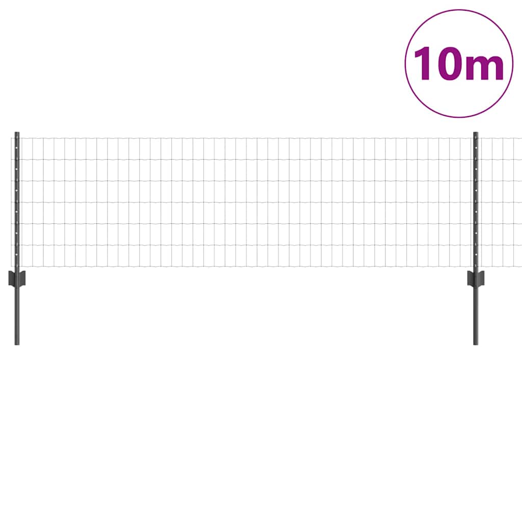 Euro Fence with Post PVC-Coated Steel Grey Mesh