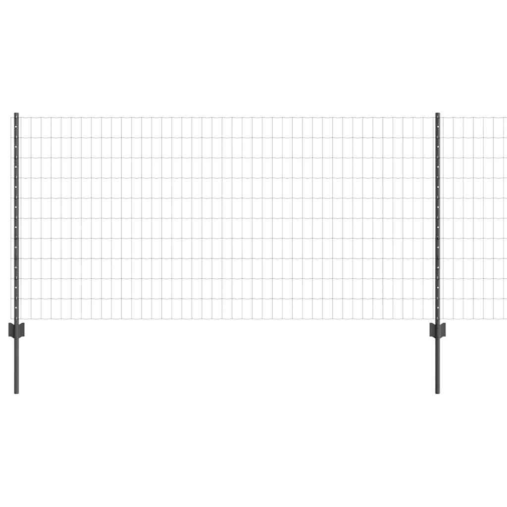 vidaXL Euro Fence with Post 10 x 1 m PVC-Coated Steel Grey Mesh 2
