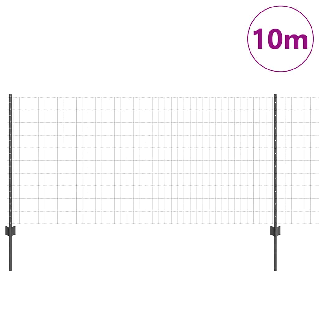 vidaXL Euro Fence with Post 10 x 1 m PVC-Coated Steel Grey Mesh 3