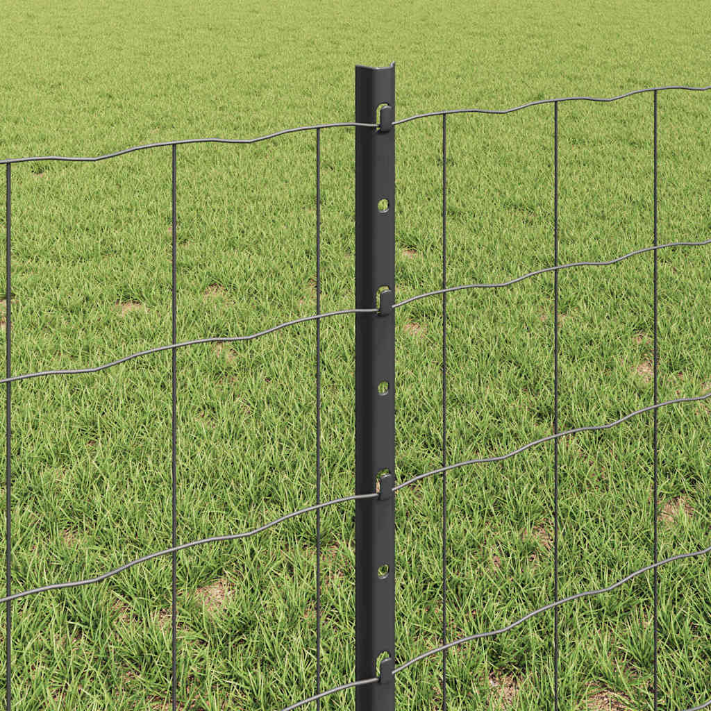Euro Fence with Post PVC-Coated Steel Grey Mesh