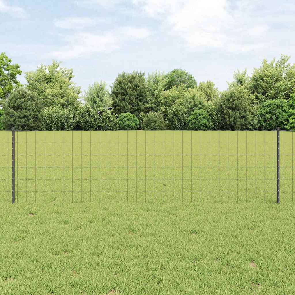 Euro Fence with Post PVC-Coated Steel Grey Mesh