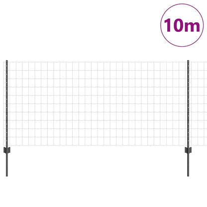 vidaXL Euro Fence with Post 10 x 1 m PVC-Coated Steel Grey Mesh 3